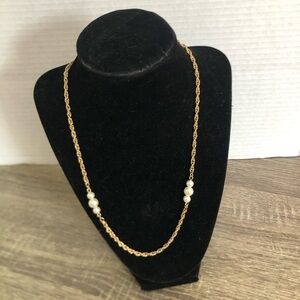 Vtg Judy Lee Gold Chain and Faux Pearl Necklace